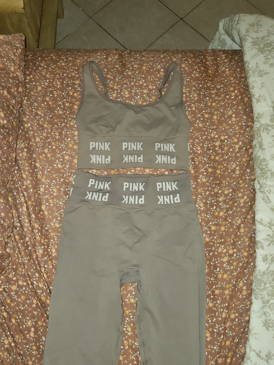 Victoria's Secret Other - PINK Taupe Seamless Sports Bra & Leggings Set